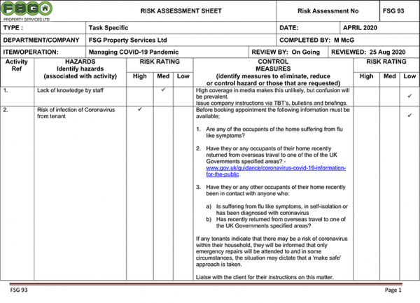 Managing Covid-19 Risk Assessment